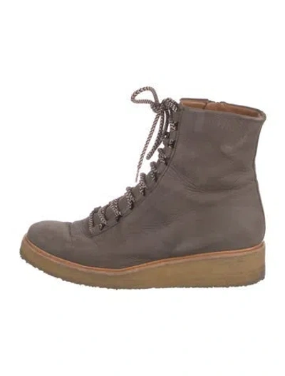 Pre-owned Coclico Suede Combat Boots In Gray
