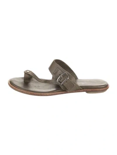 Pre-owned Coclico Suede Slides In Brown