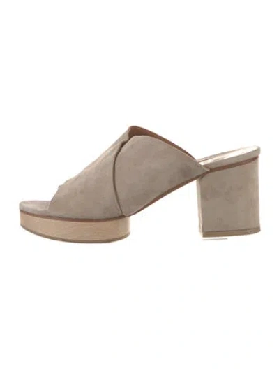 Pre-owned Coclico Suede Slides In Neutral