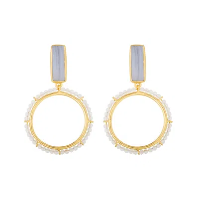 Coco & Kinney Women's Blue / White Cara Blue Lace Agate & Moonstone Earrings In Multi