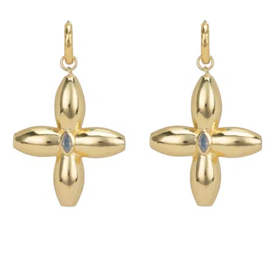 Coco & Kinney Women's Gold Betsy Huggy & Drop Moonstone Earrings