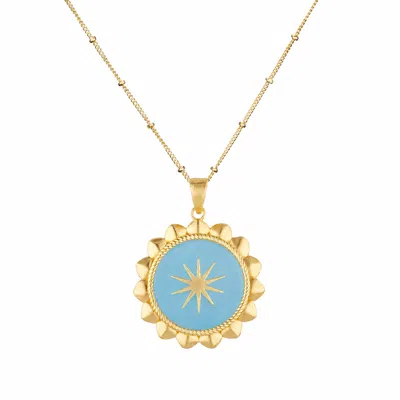 Coco & Kinney Women's Gold / Blue Orla Reversible Enamel Star Pendant In Multi