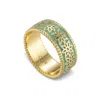 Coco & Kinney Women's Gold / Green Enamel Figgy Starburst Ring In Multi