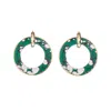 Coco & Kinney Women's Green / Gold Eleanor Huggy Hoop & Green Chloe Cirlces In Multi