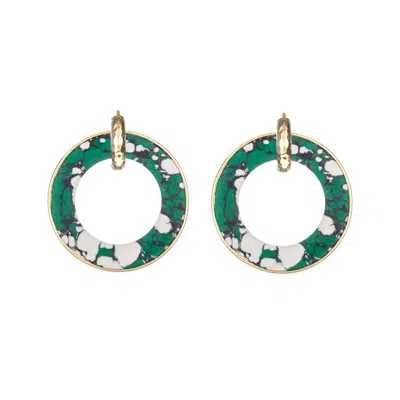 Coco & Kinney Women's Green / Gold Eleanor Huggy Hoop & Green Chloe Cirlces In Multi