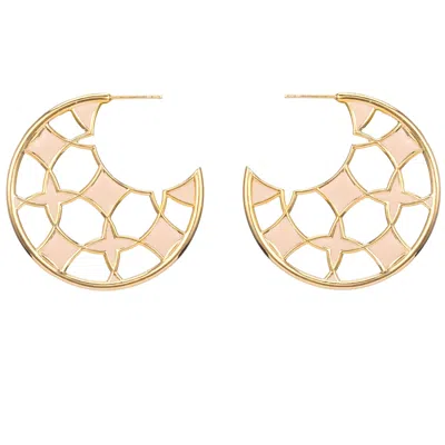 Coco & Kinney Women's Neutrals / Gold / White Amelia Enamel Earrings In Multi