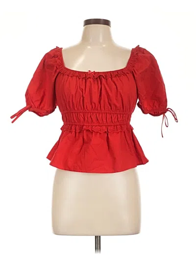 Pre-owned Coco & Shay Short Sleeve Blouse In Red