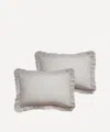Coco & Wolf Betsy Lace Frill Edge Pillowcases Set Of Two In Gray