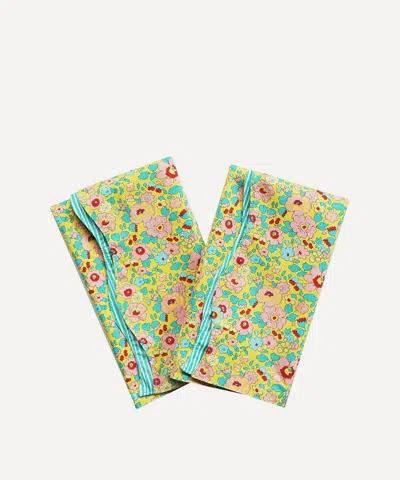 Coco & Wolf Betsy Sunflower And Elements Green Wavy Edge Napkins Set Of Two