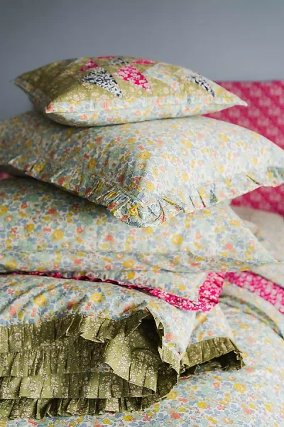 Coco & Wolf Capel Pistachio, Lodden & Betsy Sage Patchwork Square Cushion
