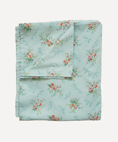 Coco & Wolf Garden Blooms Ardington Cotton Sateen King Flat Sheet In Blue