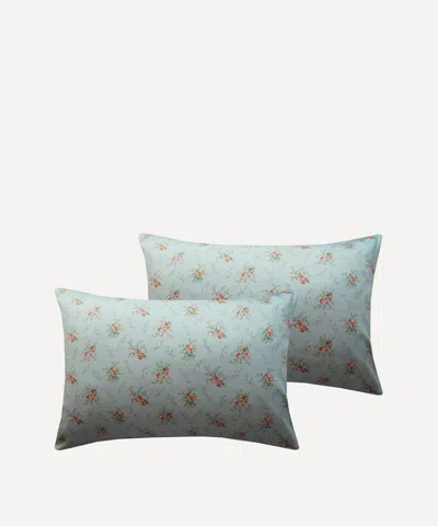Coco & Wolf Garden Blooms Ardington Cotton Sateen Pillowcases Set Of Two In Blue