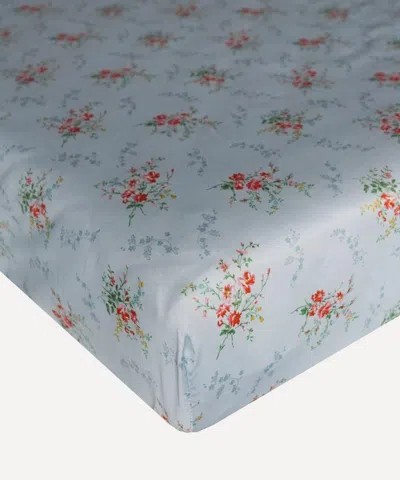 Coco & Wolf Garden Blooms Ardington Cotton Sateen Single Fitted Sheet In Blue
