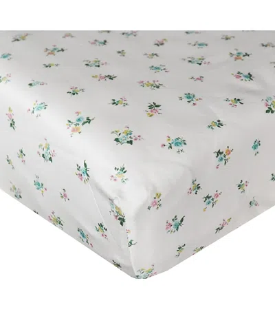 Coco & Wolf Liberty Fabric Posy Corsage Yellow Fitted Sheet, Queen In White