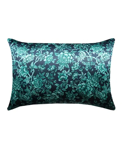 Coco & Wolf Liberty Fabric Regency Trail Green Silk Pillowcase, King In Blue