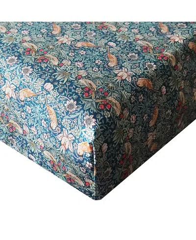 Coco & Wolf Liberty Fabric Strawberry Thief Fitted Sheet, King In Blue
