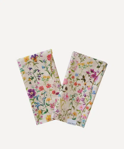 Coco & Wolf Linen Garden And Floral Stencil Wavy Edge Napkins Set Of Two