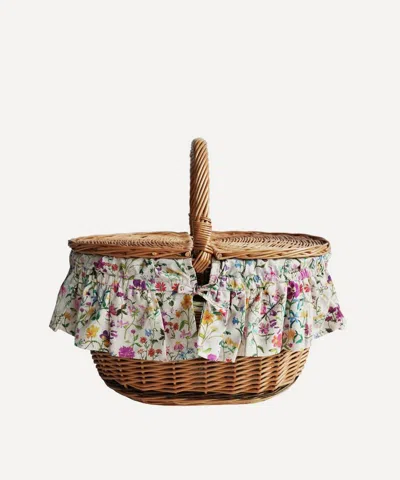Coco & Wolf Linen Garden Oval Wicker Picnic Basket