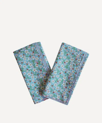 Coco & Wolf Paysanne Blossom And Elements Blue Stitch Edge Napkins Set Of Two