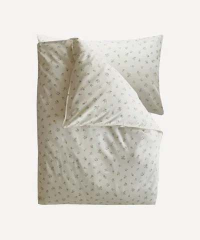 Coco & Wolf Posy Corsage Ardington Cotton Sateen Single Duvet Set In White