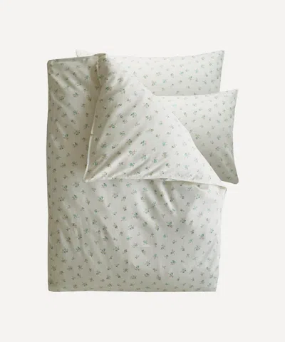 Coco & Wolf Posy Corsage Ardington Cotton Sateen Super King Duvet Set In White