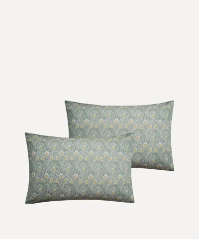 Coco & Wolf Queen Hera Tana Lawn Cotton Pillowcases Set Of Two In Green
