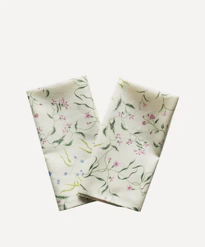 Coco & Wolf Regal Blossom Ardington Cotton Sateen Square Napkins Set Of Two In White