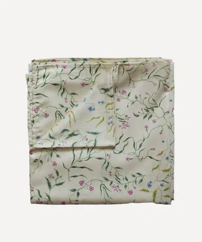 Coco & Wolf Regal Blossom Ardington Cotton Sateen Super King Flat Sheet In Green