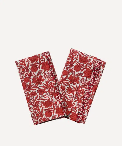 Coco & Wolf Sambourne And Miti Valeria Stitch Edge Napkins Set Of Two In Red