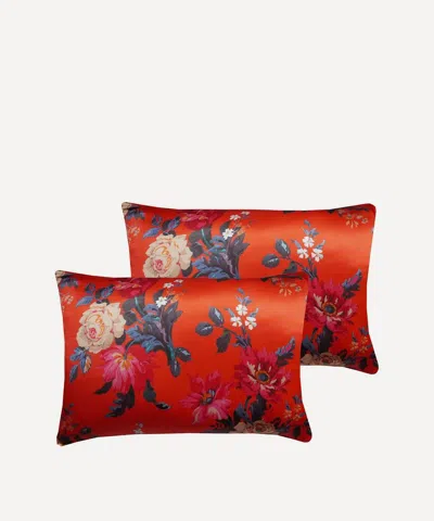 Coco & Wolf Stately Kristina Silk Pillowcases Set Of Two In Red