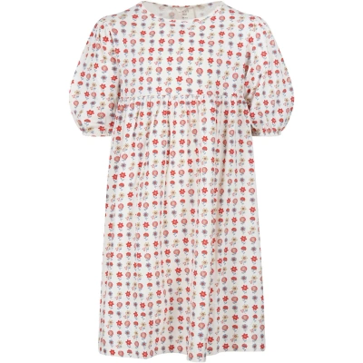 Coco Au Lait Kids' Ivory Dress For Girl With Flowers Print