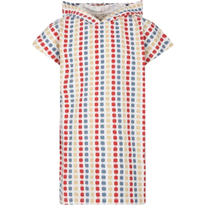 Coco Au Lait Kids' Ivory Dress For Girl With Geometric Pattern
