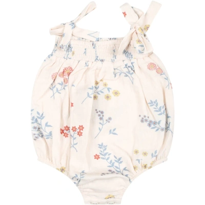 Coco Au Lait Ivory Romper For Baby Girl With Flowers Print