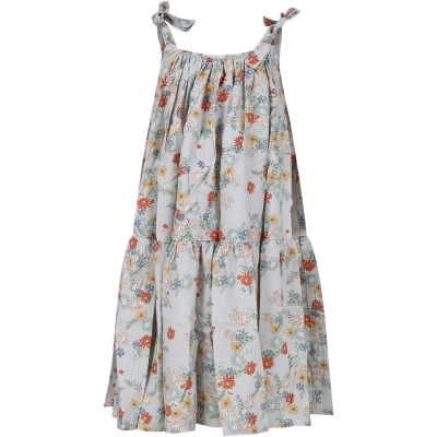 Coco Au Lait Kids' Light Blue Dress For Girl With Flowers Print