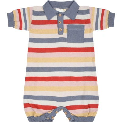 Coco Au Lait Multicolor Romper For Baby Boy With Striped Pattern