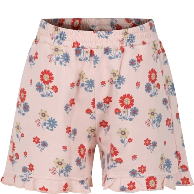 Coco Au Lait Kids' Pink Shorts For Girl With Flowers Print