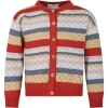 COCO AU LAIT RED CARDIGAN FOR GIRL WITH STRIPED PATTERN