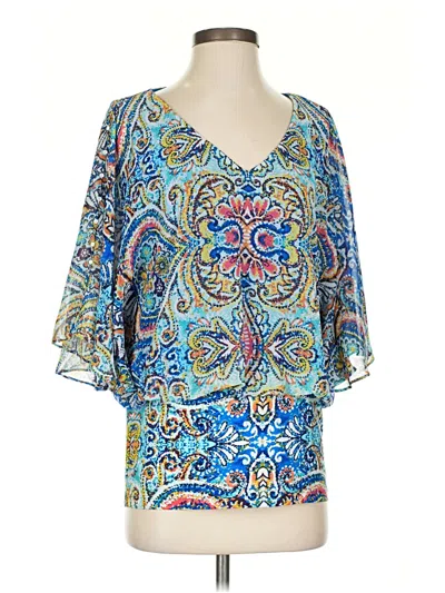 Pre-owned Coco Bianco 3/4 Sleeve Blouse In Blue