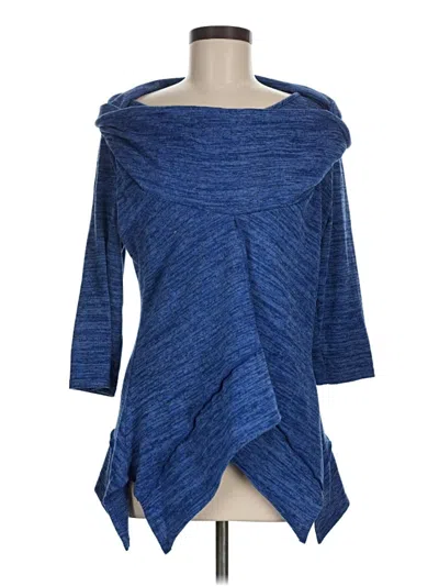 Pre-owned Coco Bianco 3/4 Sleeve Top Blue One Shoulder Neckline Tops