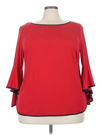Pre-owned Coco Bianco 3/4 Sleeve Top Red Boatneck Tops