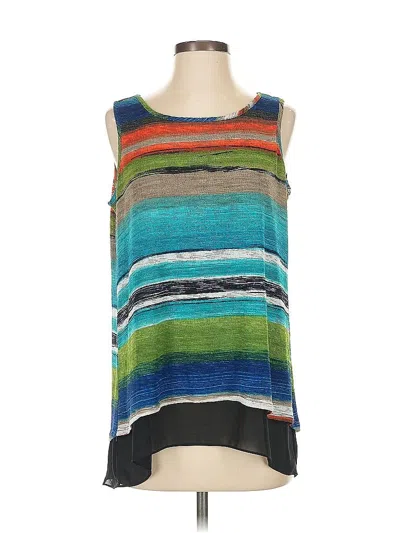 Pre-owned Coco Bianco Sleeveless Top Teal Scoop Neck Tops In Blue