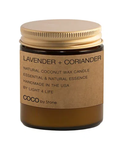 Coco By Stone Handmade 3.5oz Lavender + Coriander Natural Coconut Apricot Wax Candle In Brown