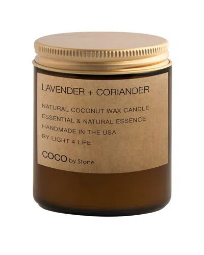 Coco By Stone Handmade 7.2oz Lavender + Coriander Natural Coconut Apricot Wax Candle In Brown