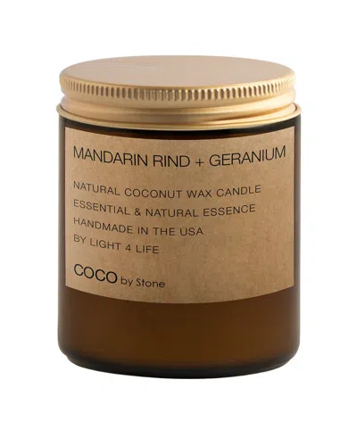 Coco By Stone Handmade 7.2oz Mandarin Rind + Geranium Natural Coconut Apricot Wax Candle In Brown
