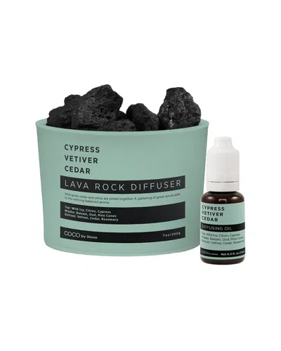 Coco By Stone Handmade Lava Rock Diffuser With Oil Starter Pack - Inspired By  Aesop In Green