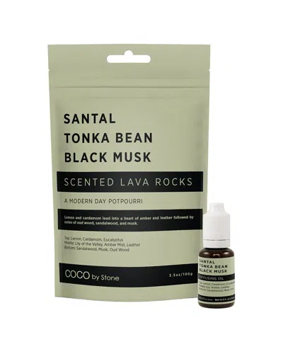 Coco By Stone Handmade Scented Lava Rocks With Oil Starter Pack - Inspired By  Le Labo's Santal In Green