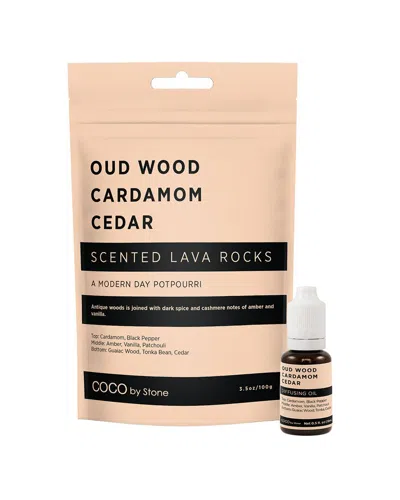 Coco By Stone Handmade Scented Lava Rocks With Oil Starter Pack - Inspired By  Oud Wood By Tom Ford In Orange