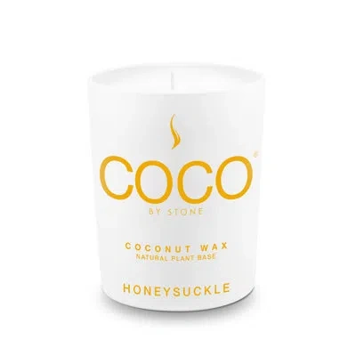 Coco By Stone Honeysuckle Natural Coconut Apricot Wax Candle In White