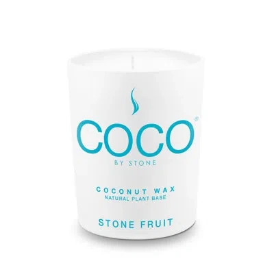 Coco By Stone Stone Fruit Natural Coconut Apricot Wax Candle In White