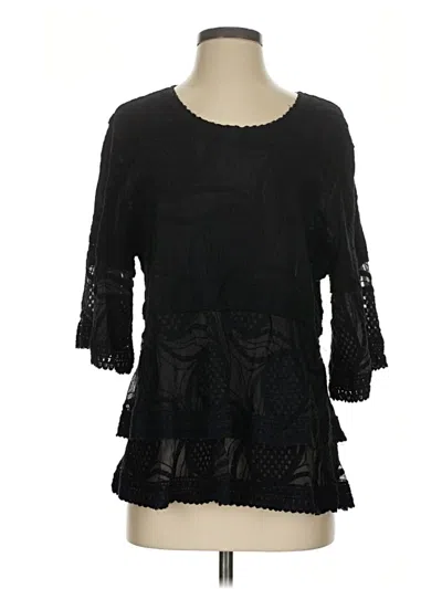 Pre-owned Coco + Carmen 3/4 Sleeve Top Black Boatneck Tops